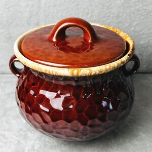 Vintage McCoy 7531 Brown Drip Bean Pot w Lid USA Stoneware Cookie Jar Rustic